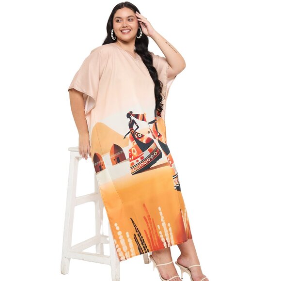 Gypsie Blu Women Plus Size Caftan Dress Digital Printed Polyester Mumu Dresses - Picture 9 of 9